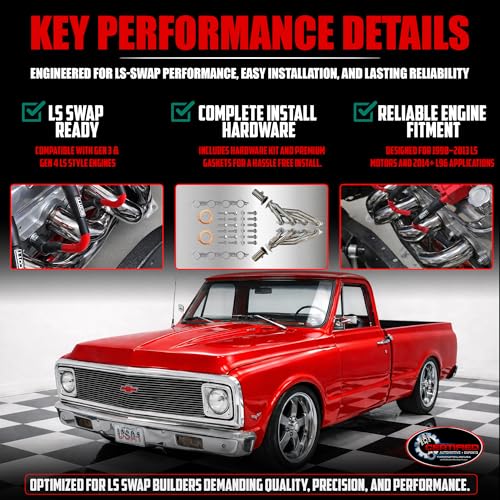 Image of LS Swap Shorty Exhaust Headers with Upgraded MLS Steel Header Gaskets and Copper Collector Gaskets 304 Stainless Steel 2.5 Inch 3 Bolt Collectors 5.3L 6.0L 6.2L LS1 LS2 LS3 LS6 LS Engine Swaps Only