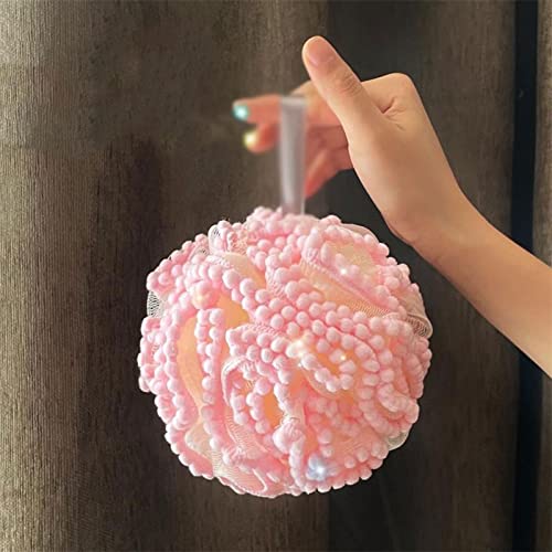 Esponja de baño suave rosa en malla para ducha diaria 6