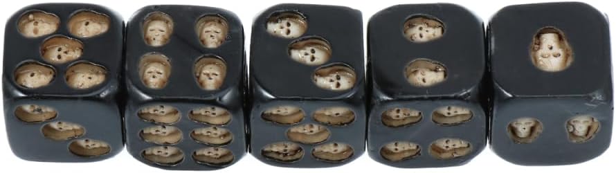 VICASKY Dice Set Skull 5 Pieces 6 Sided Gothic Skull Dice for Adults Great for Entertainment