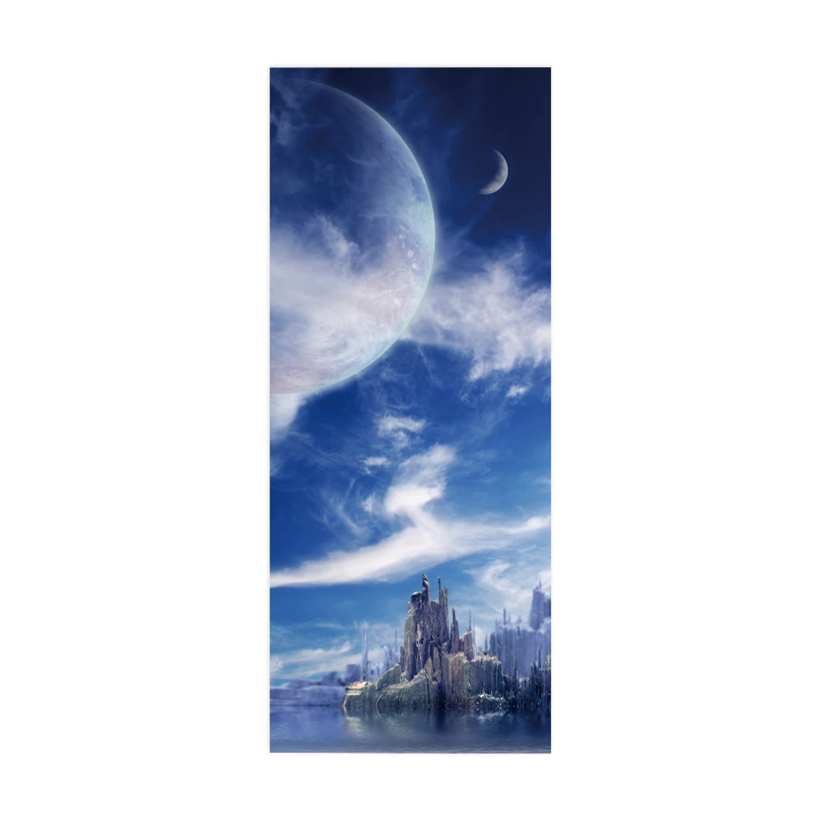 3D Door Sticker Castle Sky W85 x H205 cm Waterproof Mural Vinyl Wall for Interior Doors Livingroom Bedroom Bathroom Office Home Decor