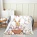 Cartoon Rabbit Kids Flannel Blanket,Easter Eggs Pink Bowknot Flowers Bed Blanket for Boys Girls,Happy Easter Western Holiday Fleece Blanket,Watercolor Fuzzy Blanket,Baby Size (30 x 39 Inches)