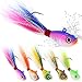 Bucktail Jigs Saltwater Hair Jigs Head Flukes Fishing Lures Assorted Kit for Striped Bass Walleye Snook Rockfish 1/4oz 1/2 oz 1oz 2 oz Pack of 5 (1-1/2 oz 5 pack, Bucktail Jigs 5-Piece Lure Kit)