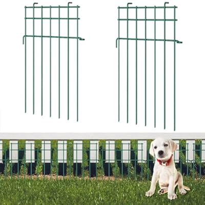 Skcoipsra 10 Pack Garden Animal Barrier Fence, 17in(H) x 10ft(L) Decorative Garden Ground Stakes Fence, Rustproof Metal Fencing for Yard, Dog Rabbits Wire Section Garden