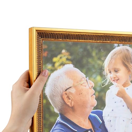 ArtToFrames 10x10 Inch Gold Picture Frame, This 1.0000 Inch Custom Poster Frame is New Gold - Comes with Glass and Corrugated Backing (WOMD5012-10x10)