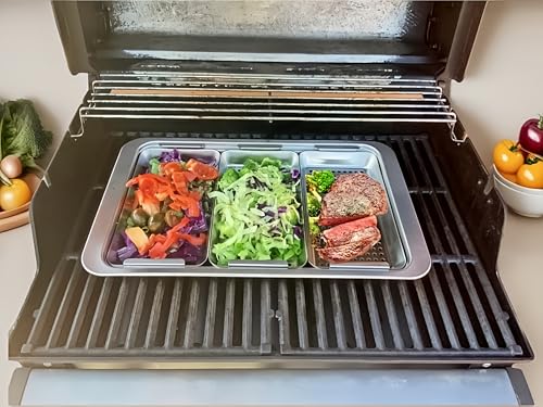 5 Pack Grill Basket for Outdoor Grill, Heavy Duty Stainless Steel Vegetable Grill Pans, Serving Tray BBQ Serving Platters with Holes for Grill Fish,Vegetable,Meat,Prep Food Veggie and Seafood - Thumbnail 6