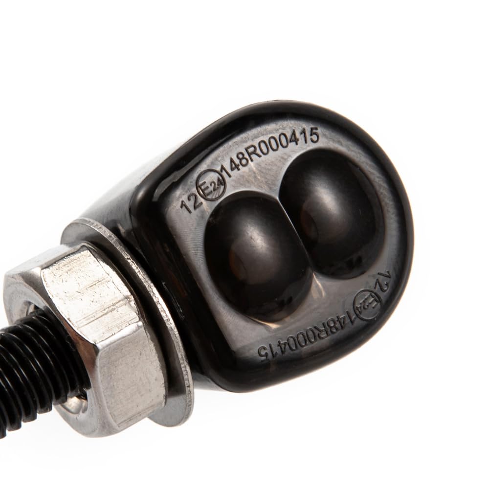 Mini LED moto luz indicadora ámbar lado E24 marcador 12V para custom street moto chopper cruiser scooter cafe racer (Negro)