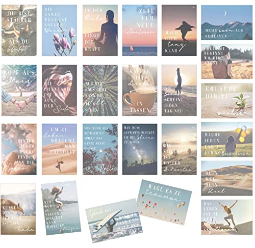 Edition Seidel Juego de 25 tarjetas postales con frases – Tarjetas con mensaje – Regalo – idea decorativa, amor, amistad, vida, motivación, tarjetas de cumpleaños divertidas SW03