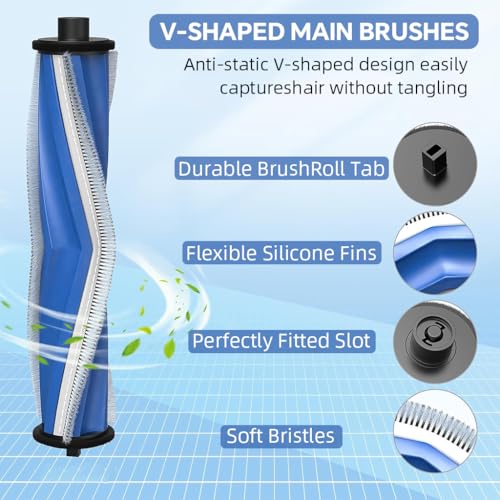 HASTHIP® 10Pcs Replacement Parts for Ecovacs T30 Omni/T30 PRO Omni, Spare Accessories with 1 Main Brush, 2 Side Brushes, 2 Mop Cloth, 2 Filters, 1 Cleaning Brush, 2 Dust Bags - Cleaning Tools 4 51caGmkt8JL