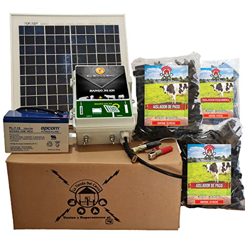 Electricidad, Music Cerco Electrico Ganadero Solar (30 Km) + Aisladores Gratis 3 Joules, Valla Electrica para Ganado, Cerco Electrificado Ganadero, Cargador de Valla