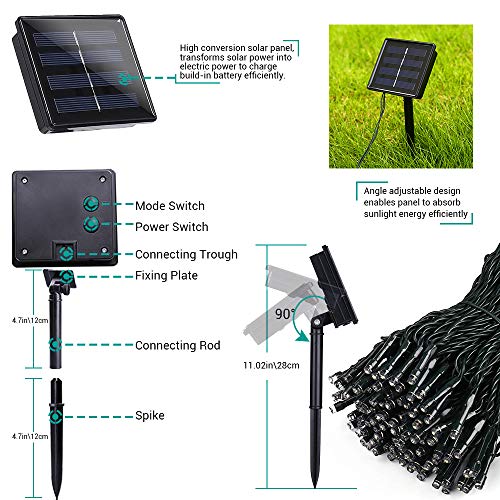 Joomer Solar Christmas Lights 72Ft X 2 Pack 200 Led 8 Modes Solar String Lights Waterproof Solar Fairy Lights For Christmas Decorations  thumb #7