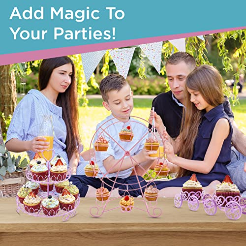 Zoie + Chloe Ferris Wheel Cupcake Stand - Decorative Cupcake Holder For Parties - Spinning Display For Serving Pastry, Treats & Desserts - Easy-To-Clean, Fits 8 Medium Cupcakes - 14X4X17, Rose Pink #TOP6