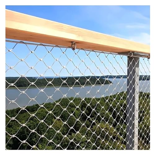 Customizable Stainless Steel Cable Netting 304-8cm/1.5mm Flexible Railing Net for Soccer Fields, Balconies, Zoos - Weather Resistant (1 x 20m)