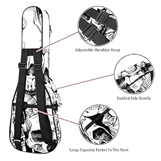 Housse pour ukulélé avec crânes et fleurs – Pour concert soprano ténor – 58,4 cm – Épaisseur : 10 mm – Rembourrée… - Les Beatles, Paul McCartney, John Lennon, RIngo Starr, George Harrison Housse pour ukulélé avec crânes et fleurs - Pour concert soprano ténor - 58,4 cm - Épaisseur : 10 mm - Rembourrée… – Image 3