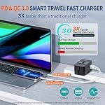 Travel Adapter USB C, Universal All in One Worldwide Travel Adapter Fast Charge GaN PD3.0 Type C USB-A Quick Charging Ports Power Converters Wall Charger AC Power Plug Adapter for USA EU UK AUS Black - Image 2