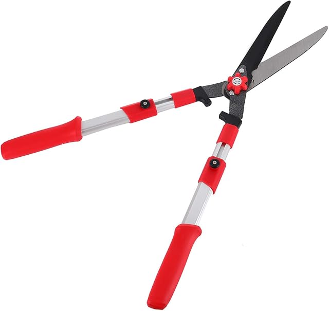 LINZI Hedge Shears for Gardening Telescopic 680mm-870mm with Steel Straight Blade Professsional Manual Hedge Clippers for Trimming Borders, Topiaries Boxwood, and Decorative Grasses 651214