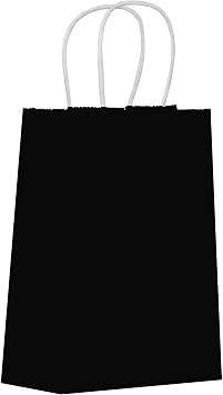 Matissa Pack of 12 Vertical Paper Gift Bags plain color 9" x 6" x 3" 21 x 15 x 8 cm Black