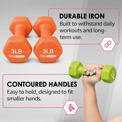 HolaHatha Neoprene Dumbbell Weights Set with Rack, 12 Lbs, Multicolor - image 4
