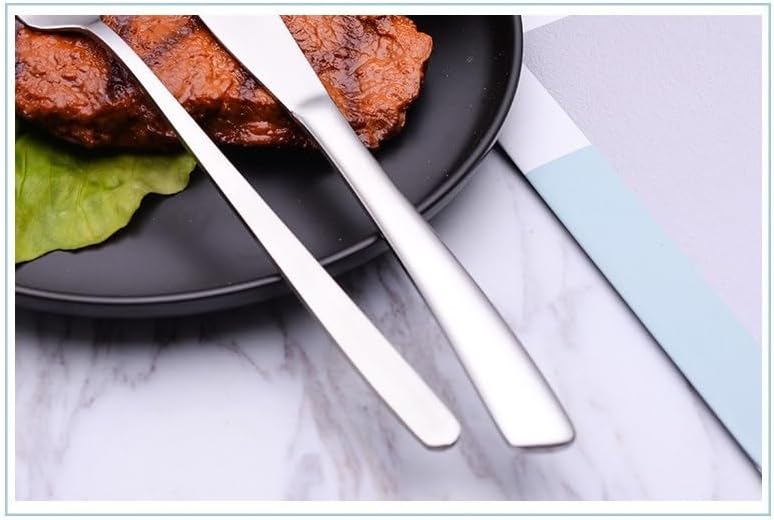 Silverware Flatware Set, 3/12/18/24-piece Household Stainless Steel Knife, Fork And Spoon Three-piece Set Restaurant Stainless Steel Long-handled Steak Knife, Fork And Spoon Set (Color : S