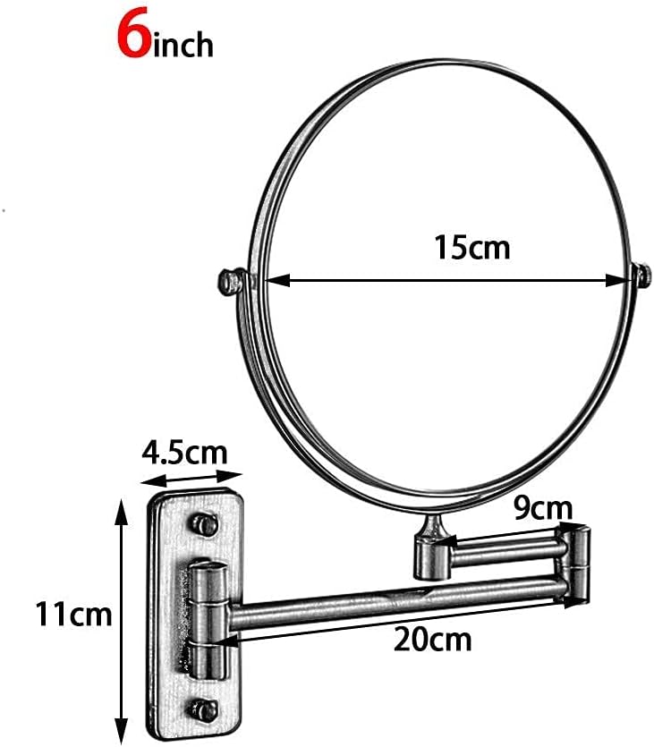Beauty Bathroom Mirror 360 Swivel Amplification Sided Punch Free Shower Mirror Wall Mounted Adjustable Detachable Waterproof for Girlfriend