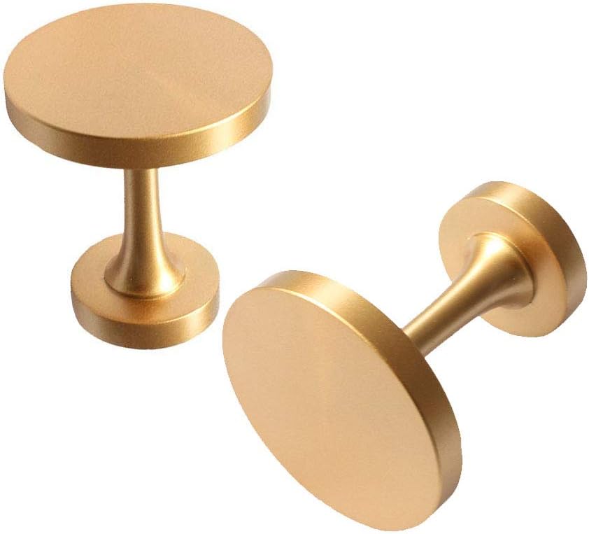 CHICTIE 2 Pack Gold Holdbacks Drapery Metal Wall Hooks Curtain Rod Hanger Round Medallion Nordic Simple Style Home Bedroom Decor (Brass)