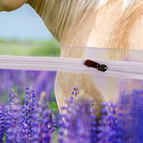 Loussiesd Boys Bedding Sets for Kids Teens Girls Youth Horse Duvet Cover Steed Lavender Bed Cover Wild Animal Bedspread Cover Decorative Wildlife Purple Floral Nature Comforter Cover Double - Image 4