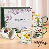 ACMLIFE Coffee Mug Set of 4, Ceramic Mug Set Large Capacity Porcelain Mug Cups Dishwasher & Microwave Safe, Gift for Mother's Day, Housewarming, Birthdays, Valentine's Day and Christmas (All Floral)