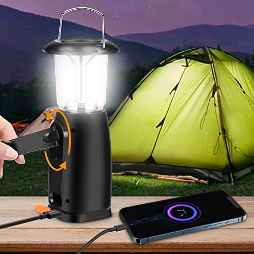 LED Campinglampe, Campinglampe Solar Kurbellampe USB Wiederaufladbare Handlicht| Dynamo Camping Laterne mit Zwei Helligkeitsmodi für Angeln Outdoor, Stromausfällen, Wandern, Notfall Cover