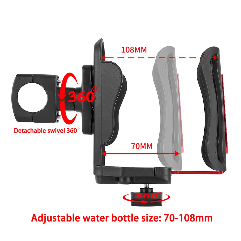 Porta Borracce per Moto - 360 Gradi di Rotazione Portabottiglie Regolabile Bottle Cup Holder per Yamaha Tenere 700,Nero
