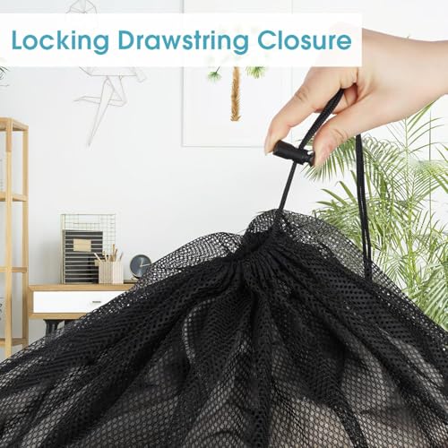 Image of MUTMAIN Mesh laundry Bag for washing machine Large, Clothes Organizer, Foldable Mesh Laundry Bag with drawstring closure, Cloth Storage Organizer, Travel Pouch Packing Bags, (Black, Pack of 1)