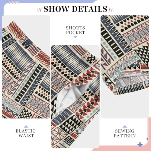 Tribal Geometry Print Boys Long Pants Soft Trousers Elastic Waist Kids Lounge Bottoms with Pockets S-XL4