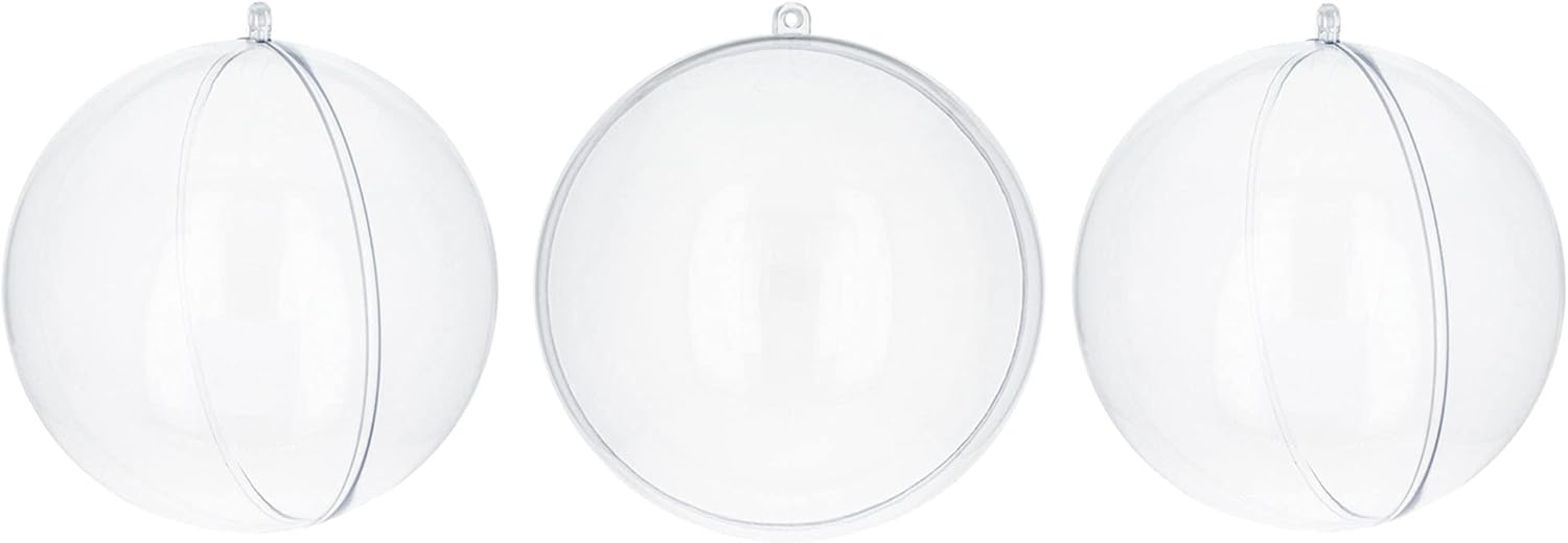Set of 3 Clear Plastic Ball Ornaments 2.7 Inches (69 mm