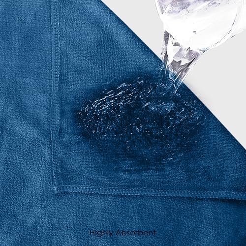 Image of HOUSSE Premium Hand Towel | Microfiber | Super Soft & Quick Dry | Home, Gym, Yoga, Fitness & Weight Lifting | Ultra Absorbent | 550GSM, 60x40cm [2-Pack] (Ink Blue)