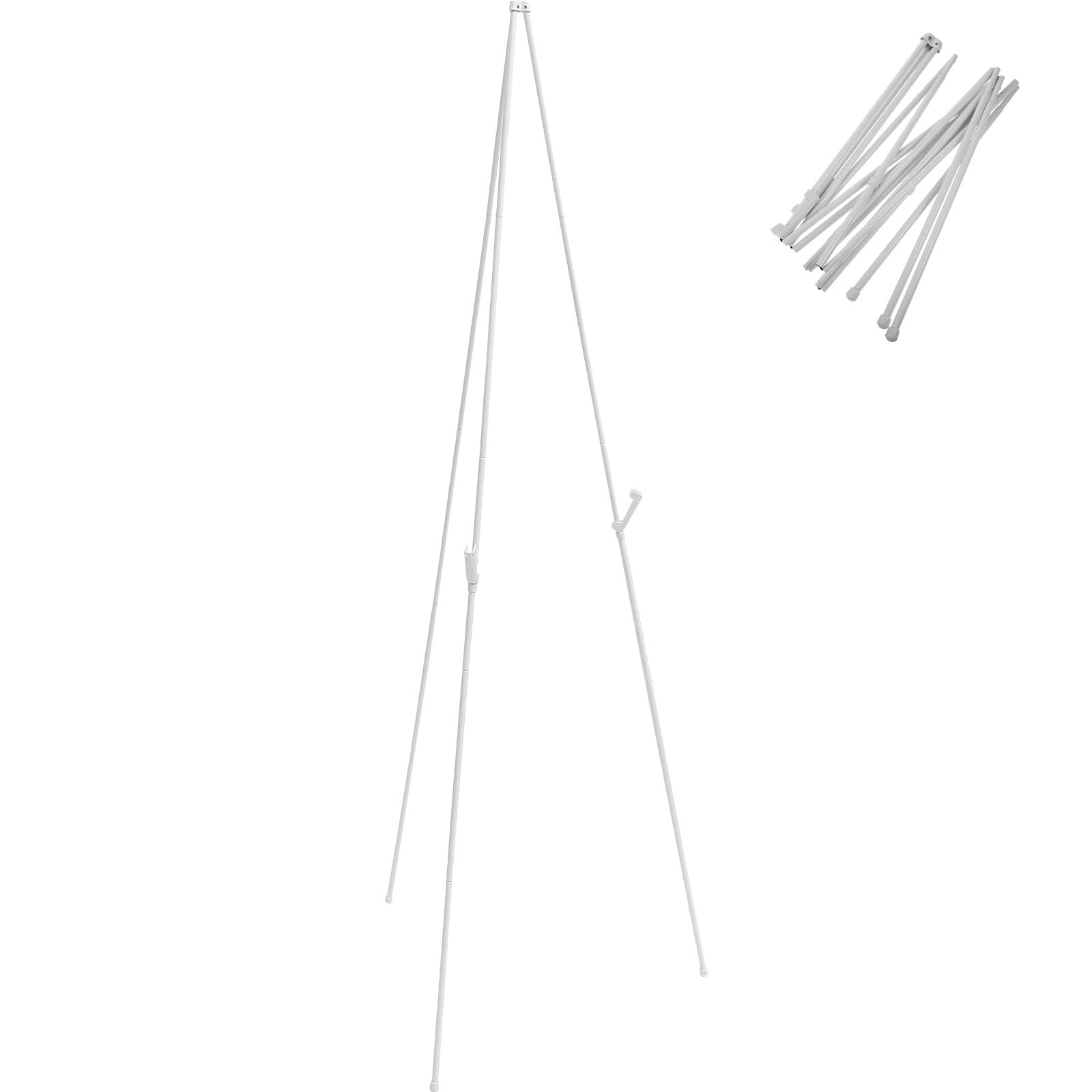 Cavalletto Pieghevole in Metallo Bianco per Esposizione Quadri e Lavagne