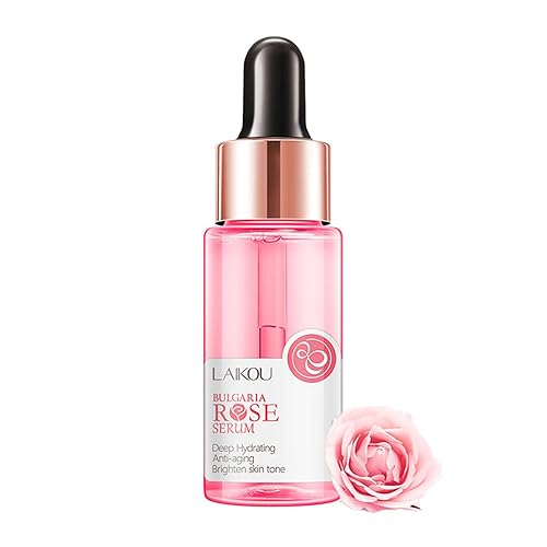 Suero de rosas para cara, aceite esencial de rosa iluminadora hidratante, antienvejecimiento y reduce las manchas oscuras, hidratante facial de