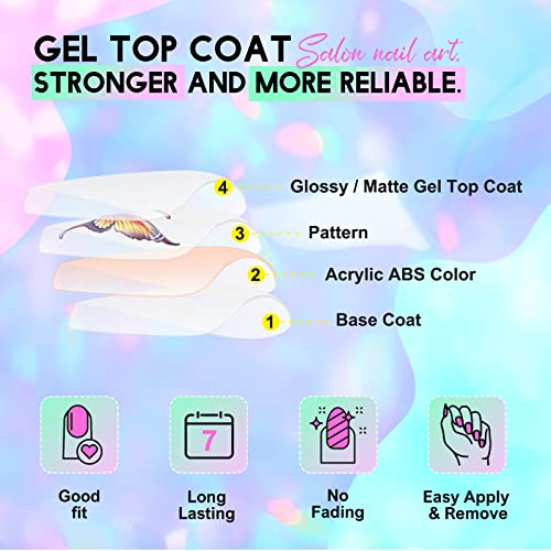 Artquee 24Pcs Nude Almond Press On Nails Medium Length Fake Nail Art With Colorful Rainbow Designs Acrylic Nail Reusable Artificial Glossy Stiletto Nails In 12 Sizes Stick On False Nails Tip For Women #TOP3