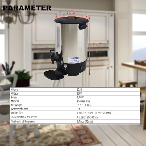 Dispensador eléctrico de agua caliente 15.4 L acero inoxidable 110V miniatura 2