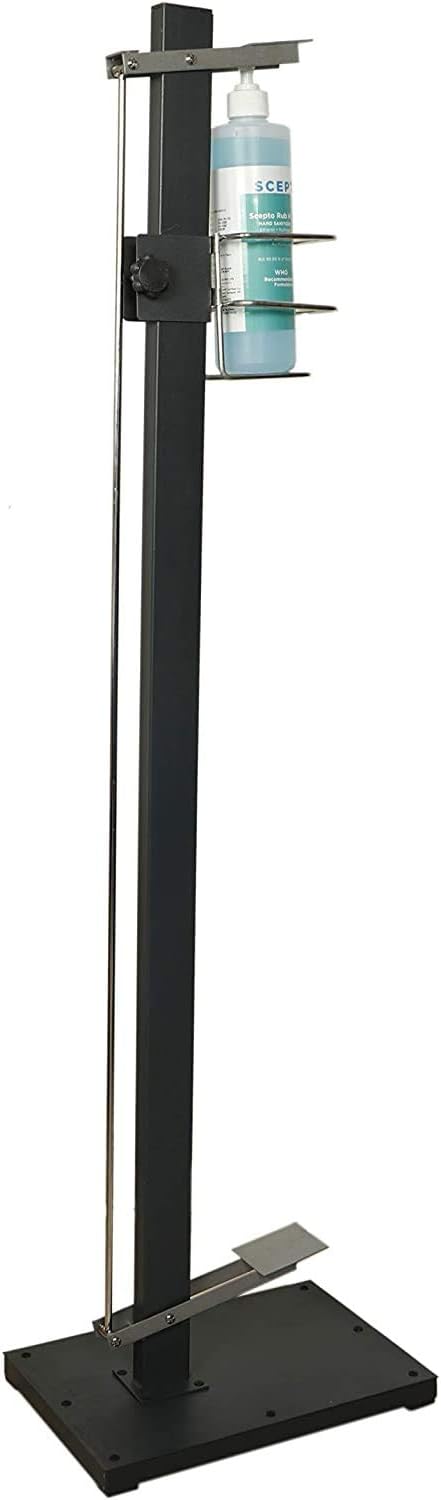 LEVON Touch Free Foot Pedal Activated Hand Sanitizer Dispenser Stand - 100% Mechanical, Silver