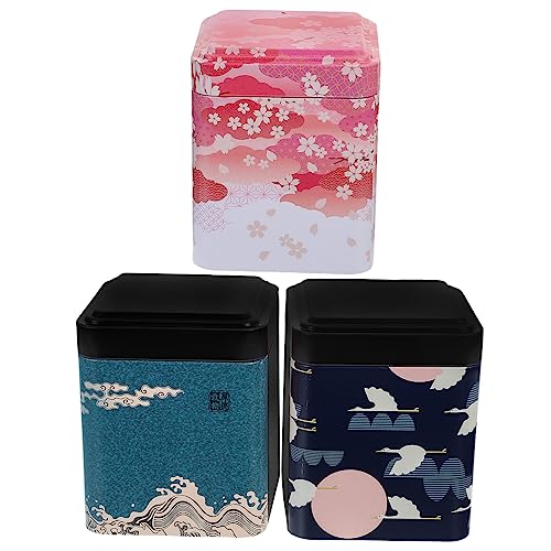 Cabilock 3pcs Varied Colour Tea Storage Canisters Tinplate Tea Jars with Sealing Lid for Home Office Moisture Preservation