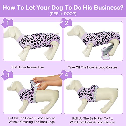Image of Kuoser Dog Recovery Suit for Dogs After Surgery,Professional Surgical Onesie for Female Male Dogs Spay Neuter,Soft Dog Surgery Suit Bodysuit for Abdominal Wounds Skin Disease,Purple Leopard L