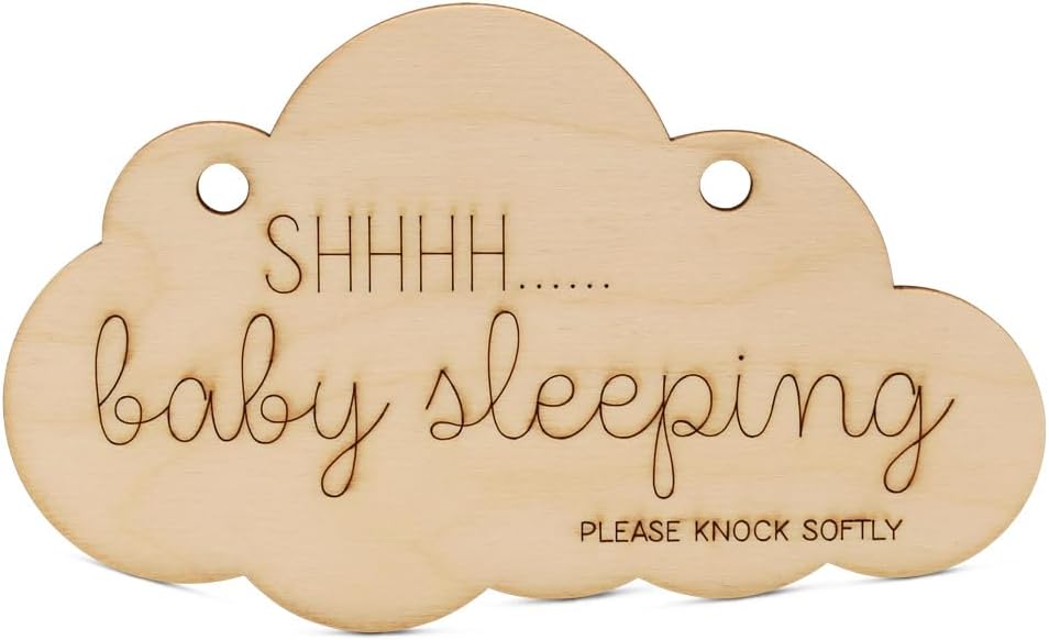 Shh Baby Sleeping Door Sign 6-inch, Pack of 10 for Do Not Ring Doorbell Sign Baby Sleeping Sign and Nursery No Knocking, by Woodpeckers