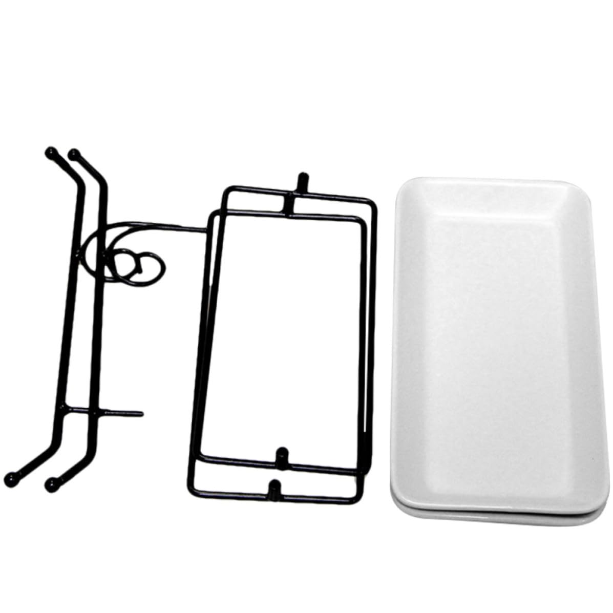 Présentoir à gâteaux double blanc mat amovible pour buffet