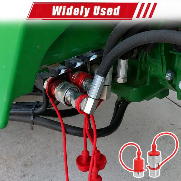 Image of 2Sets 1 /2'' Ag Hydraulic Quick Connect Couplers with Dust Caps, ISO 5675 Pioneer Poppet Style, 1 /2 inch NPT Thread + ISO 5675 Body
