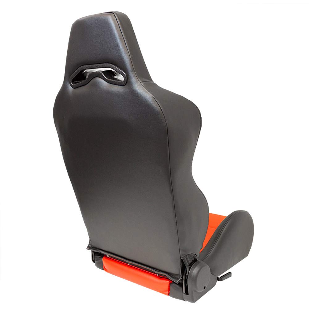 AUTO-STYLE Asiento Deportivo 'Eco' - Cuero Artificial Negro/Rojo - Respaldo Ajustable en el Lado Derecho - incl. Correderas