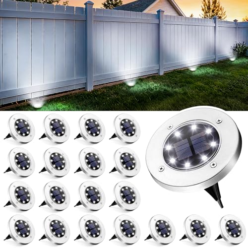 GIGALUMI Solar Ground Lights - No-Drill Fence Lighting...