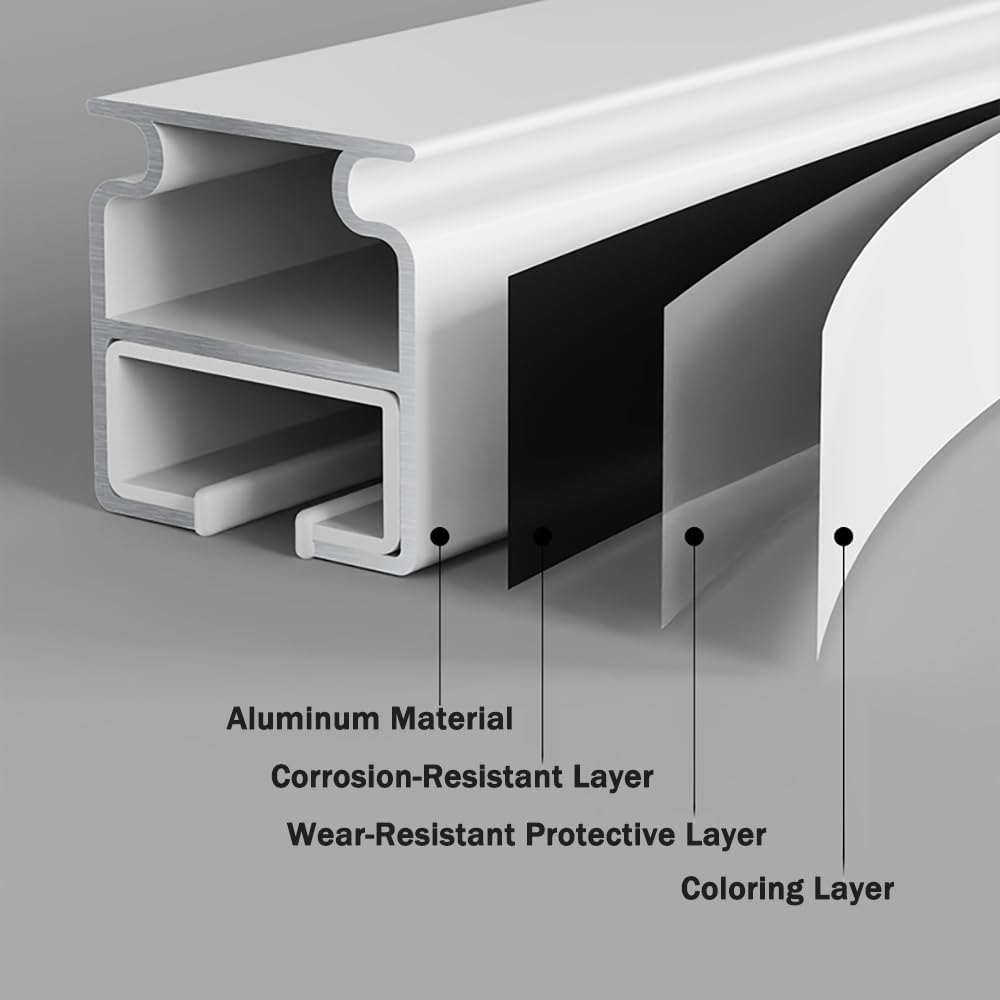 Drążek sufitowy 2,7 m-3,7 m - aluminiowy pręt ain do salonu, sypialni, prysznica, kampera, przegrody, nowoczesny biały design (1 m)