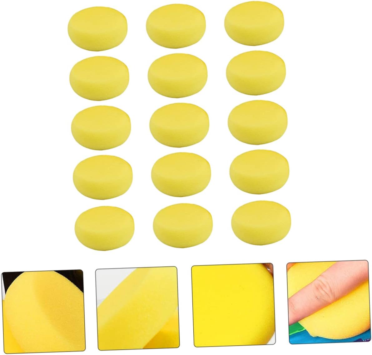 50pcs Handicraft DIY Sponge Set Round Yellow Watercolor Painting Sponges for Art Projects Easy to Use Lightweight Safe Materials for Creative Designs