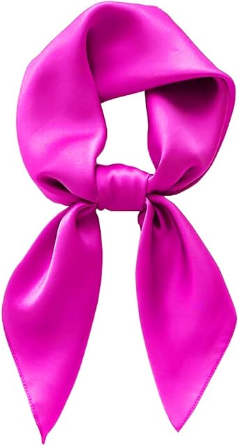 Lastclream Chiffon Square Neck Scarves for Women Handkerchief Retro Satin Ribbon Scarf for Hair Wrapping 23.6" 26" 50"