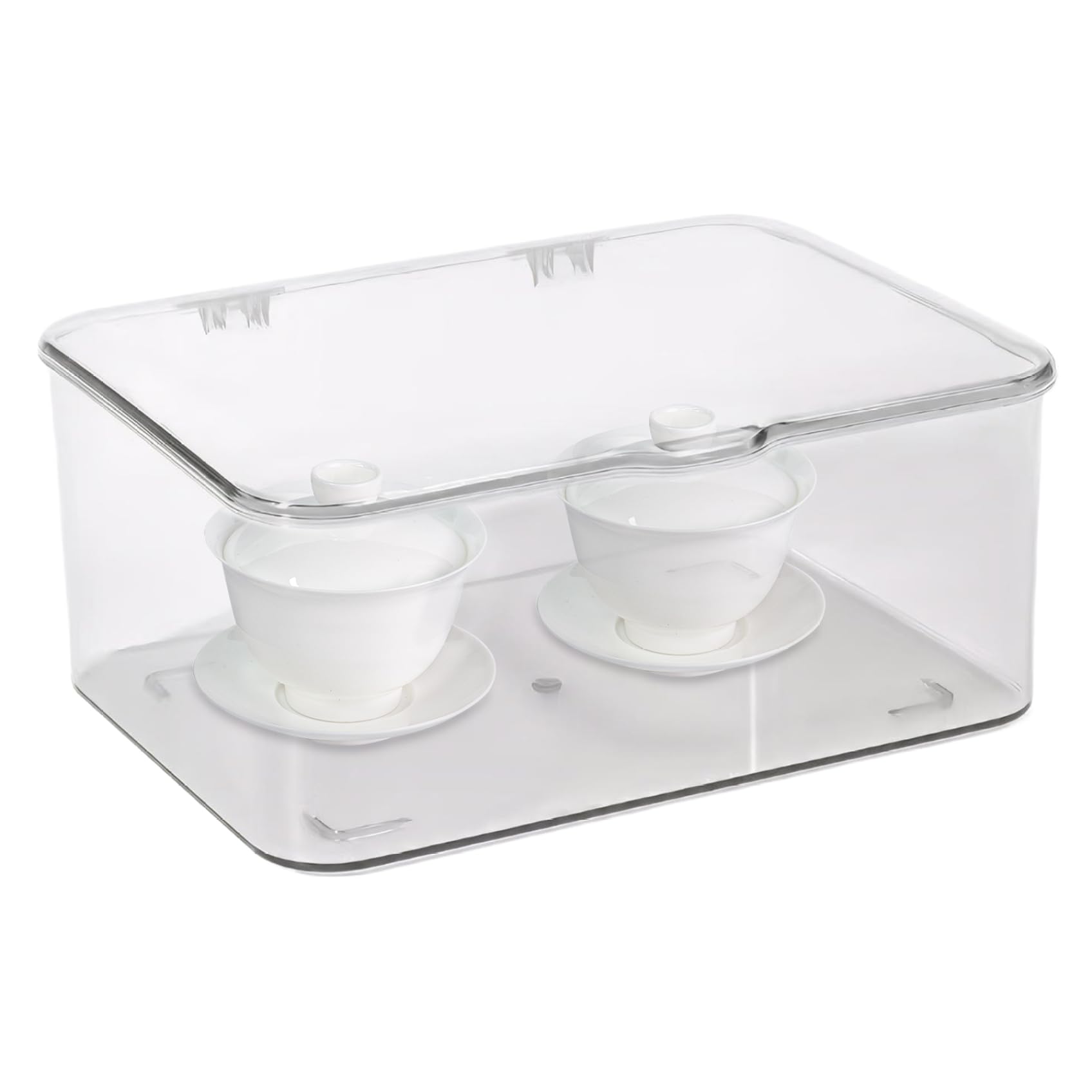 Récipient en plastique avec couvercle à charnière de 9x8x4 pouces transparent et empilable