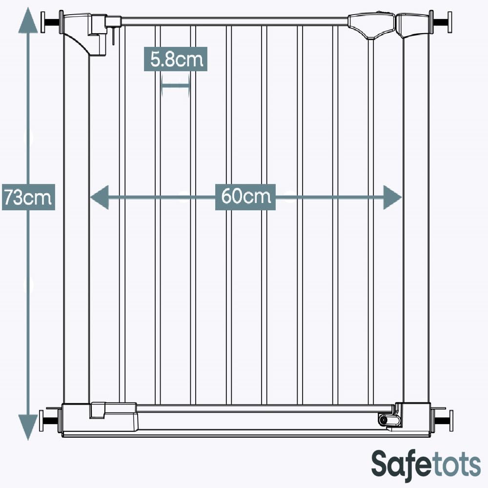 Safetots Barrière de Sécurité avec Barre de Seuil Extra Basse, Passage Extra Bas, Barrière en Une Pièce pour Escaliers, Couloirs et Portes, Bébés et Tout-Petits, 75cm - 82cm, Couleur Blanc