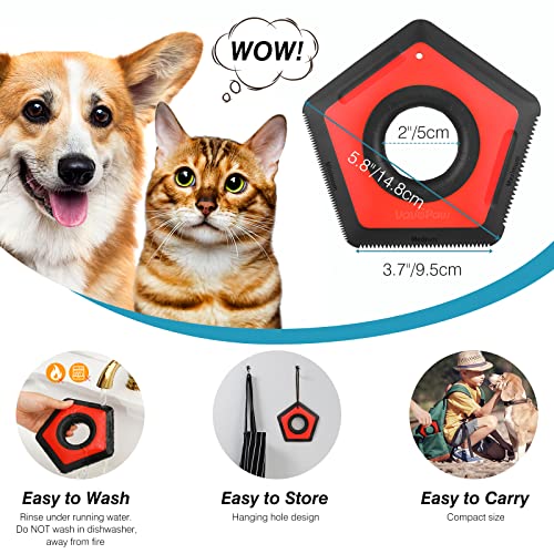 Image of VavoPaw Pet Fur Remover - Multifunctional Brush for Car Interior, Couch, Carpet, Sofa, Furniture, Lint Removal, Red